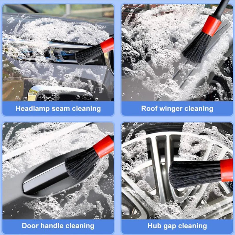 17Pcs Car Detailing Brush Set Car Cleaning Brushes Sponges Towels for Car Air Vents Rim Cleaning Dirt Dust Clean Tools