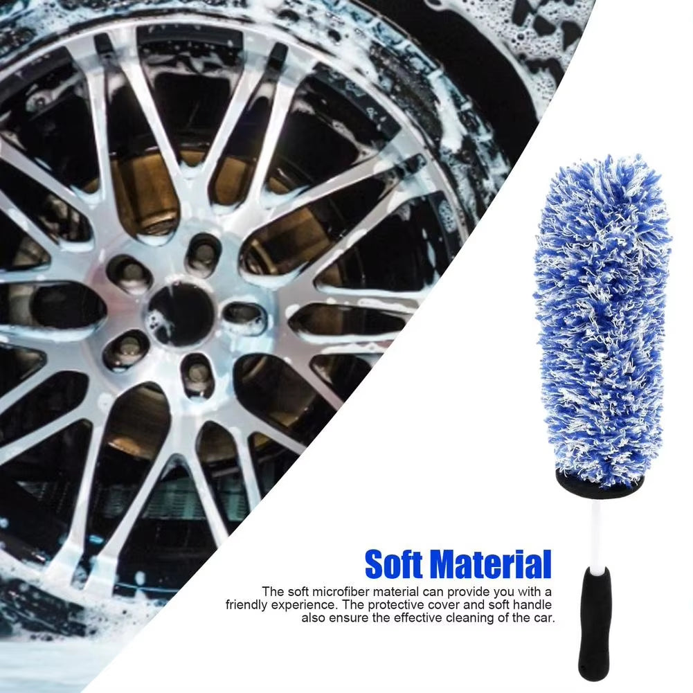 Top Microfiber Towel Car Premium Wheels Brush Non-Slip Handle Easy to Cleaning Rims Spokes Wheel Barrel Brake Caliper Clean Car